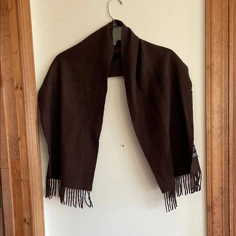 CHRISTIAN DIOR Cashmere Wool Blend Muffler Scarf in Deep Brown Vintage